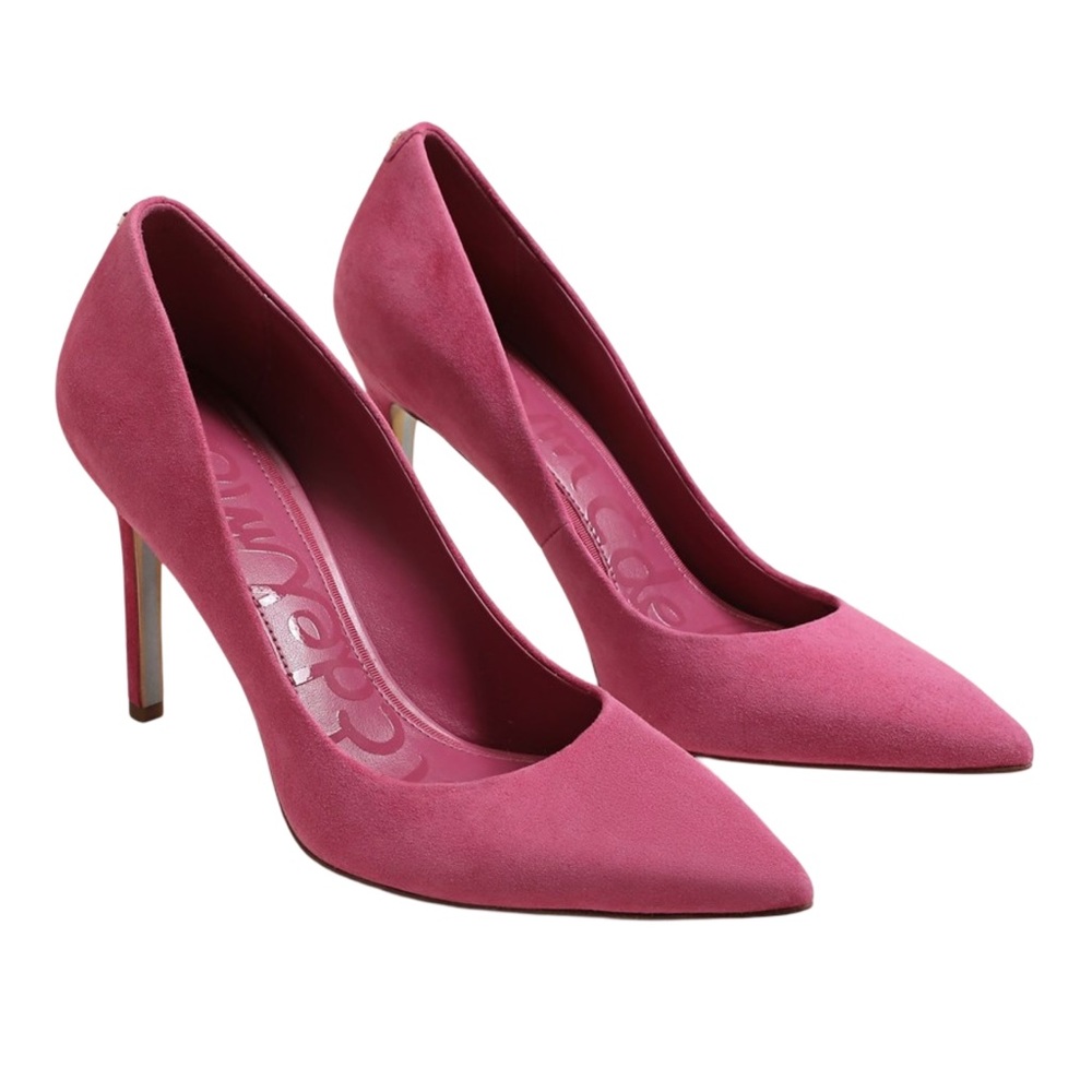 SAM EDELMAN • Hazel Pointed Toe Fuschia Frost Suede Heel Includes Box